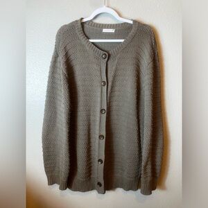 Neuflora Taupe Textured Knit Cardigan Size M